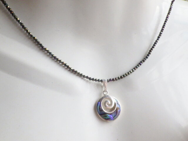 ☆sv925☆Swirl Wave Surf Necklace--波の渦巻きの革紐ペンダント