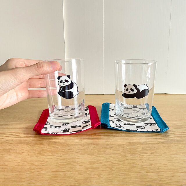 パンダのテーパードグラス単品コースター付 ガラス コップ 動物