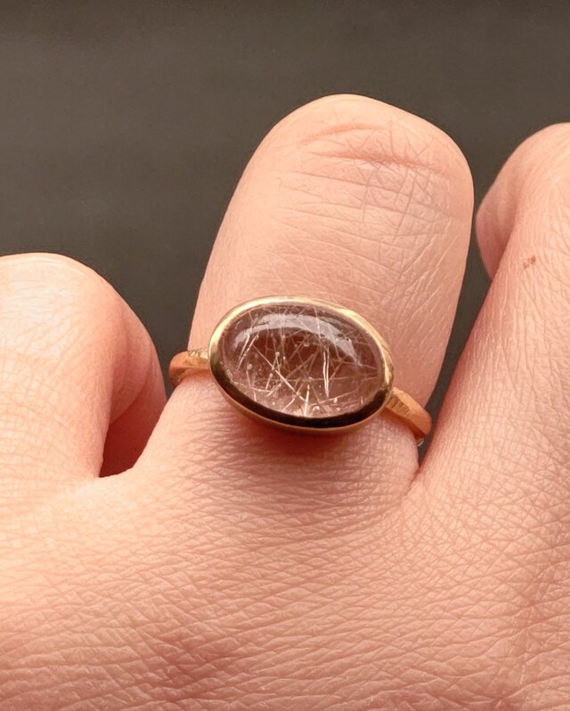 イェローシェル（黄蝶貝）×ルチルクォーツ ダブレット ストーン リング 50 イェローシェル（黄蝶貝）×ルチルクォーツ ダブレット ストーン リング 50