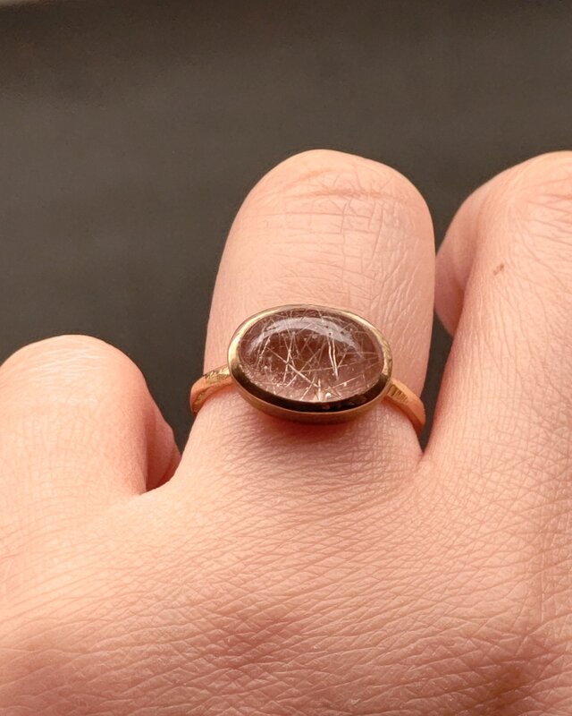 ルチルクォーツ × ロードクロサイト ダブレット オーバルカボション