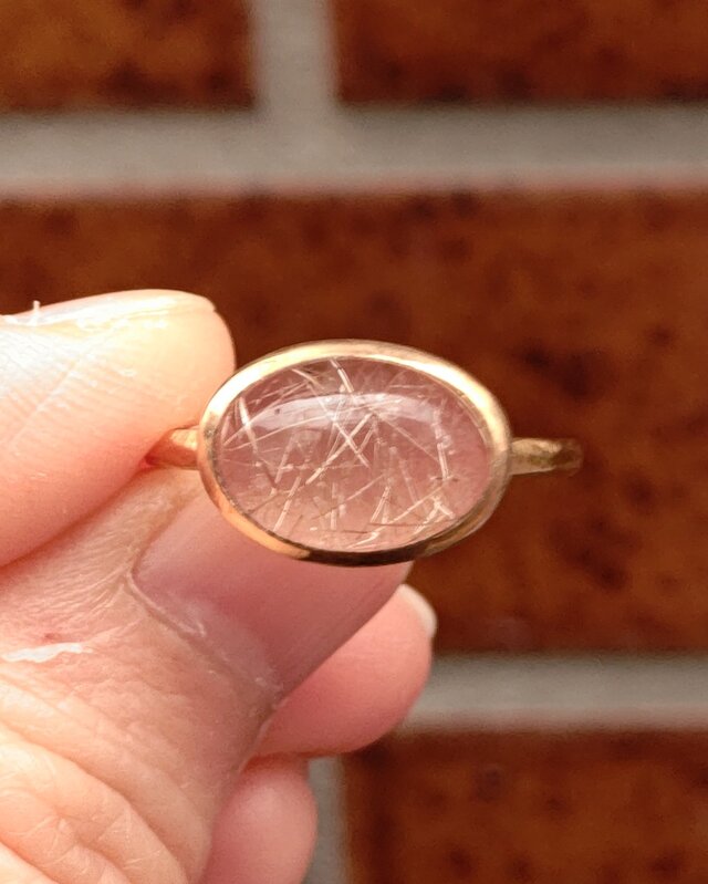 ルチルクォーツ × ロードクロサイト ダブレット オーバルカボション