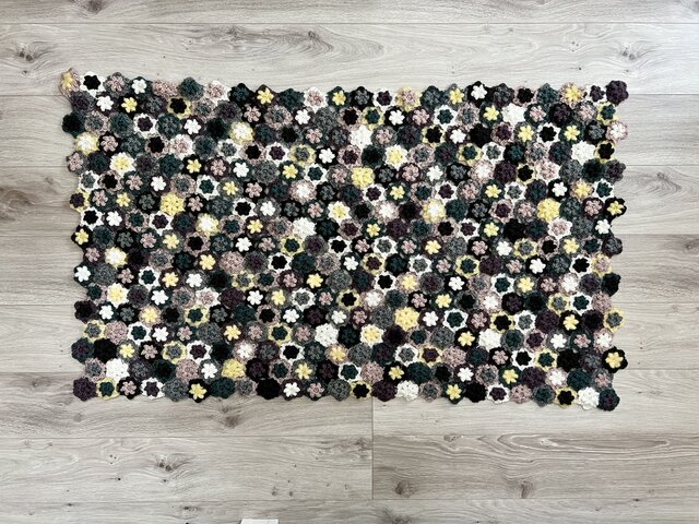 ハンドメイド　ブランケット　フラワーモチーフ　コットン ハンドメイド ブランケット フラワーモチーフ コットン