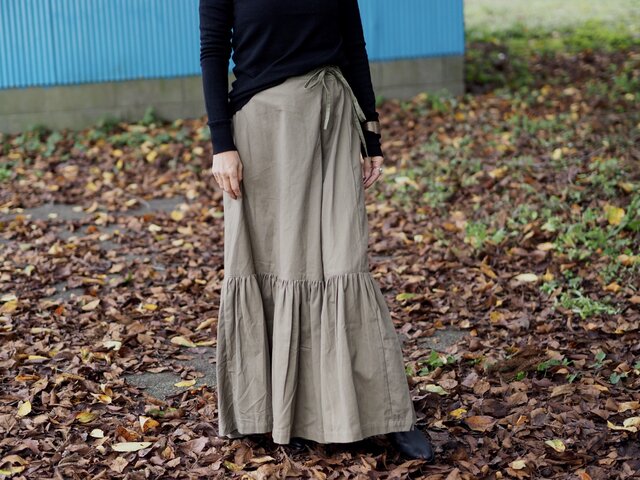 ラップ風ロングスカート/モスグリーン | iichi 日々の暮らしを心地よく