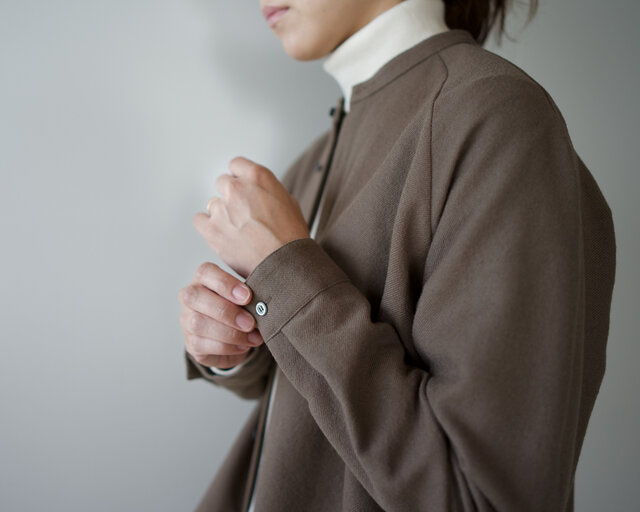 wool cotton/raglan open shirt/chocolate chipの画像1枚目