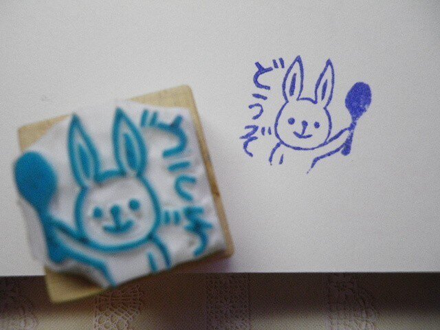 消しゴムはんこ　thank you✿うさぎの親子 消しゴムはんこ thank you✿うさぎの親子