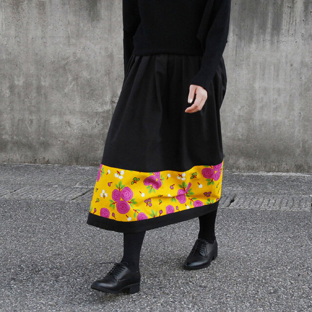 アフリカ布カンガのスカート（カンガ × ビエラ）柔らかく優しい肌触り