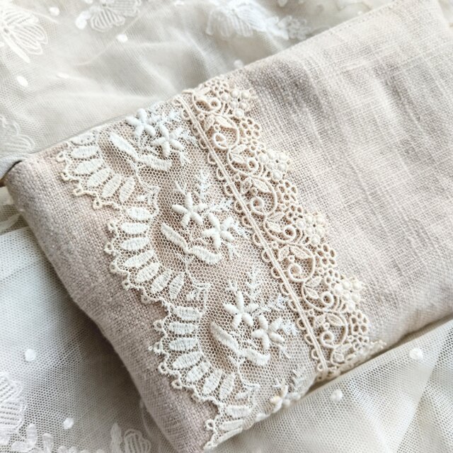 アンティークレース*エクリュリネン*ポーチ | iichi 日々の暮らしを