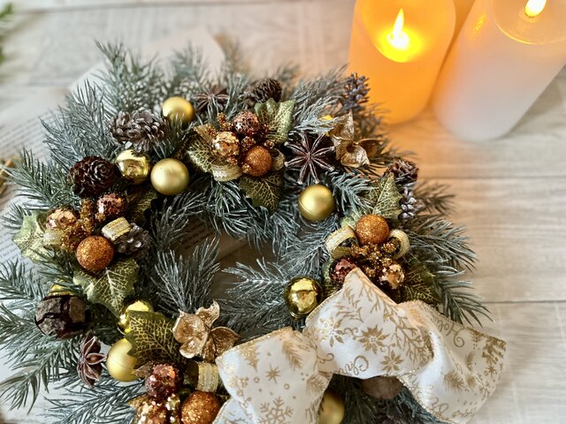 大人のゴールドクリスマスリース 2022クリスマス ゴールドクリスマスリース クリスマス クリスマス