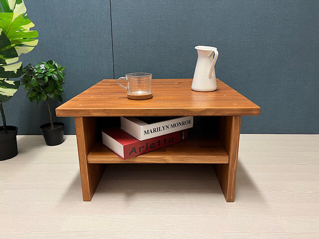 送料無料】 ローテーブル 木組収納付き 90cm 60cm パイン Dオーク ロー