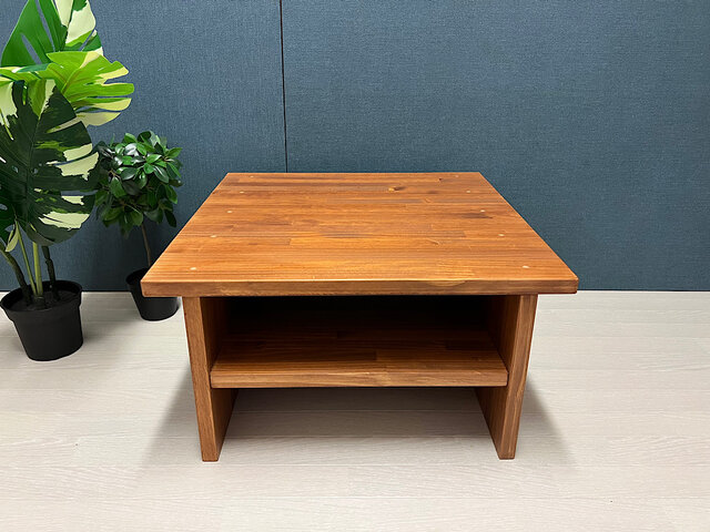 送料無料】 ローテーブル 正方形 60cm パイン オーク 棚付き