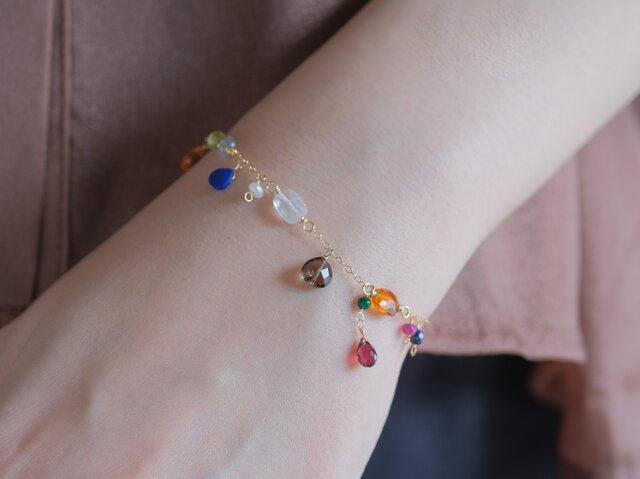 fjársjóður bracelet：宝石チェーンブレスレット 天然石 ガーネット