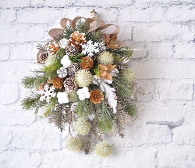 wsw8 クラッシック・スワッグ ：冬 スワッグ クリスマス 木の実 ベル