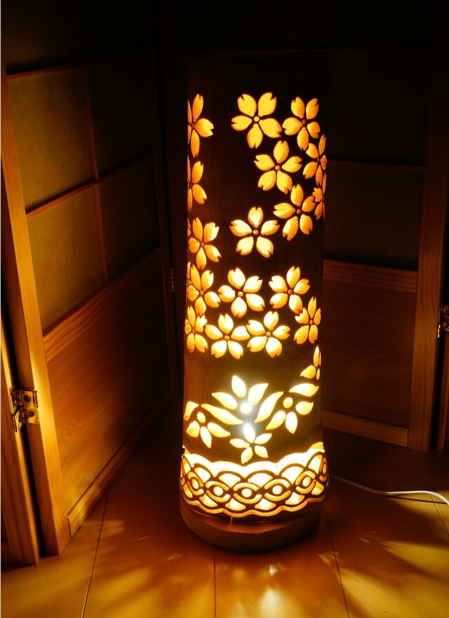 竹灯り・竹あかり・竹灯籠・竹灯篭・竹ランプ 全面彫り～～癒しの灯り 