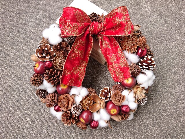 クリスマスリース 毛糸とリボン装飾 毛糸】クリスマスリース／[Yarns] Christmas wreath - YouTube