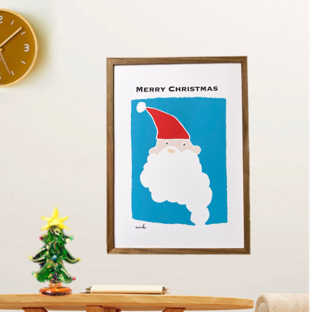 クリスマスポスター】【クリスマス】絵本みたいなサンタのMerryMerry Chirstmas☆＊A4 iichi  日々の暮らしを心地よくするハンドメイドやアンティークのマーケットプレイス
