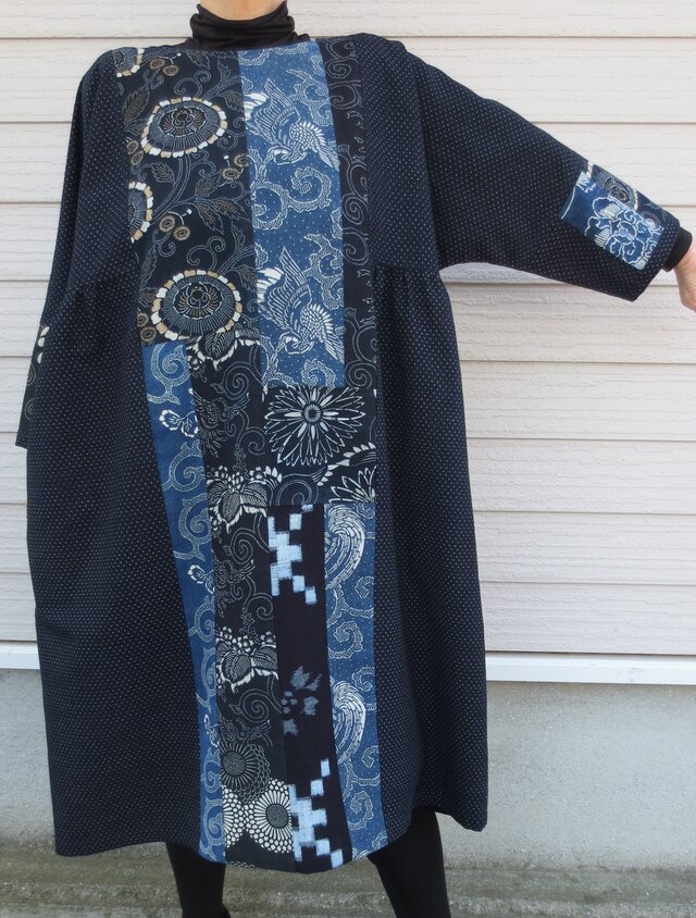 古布リメイク 手作り 絣 久留米絣 縞木綿 型染め ギャザースカート - 着物