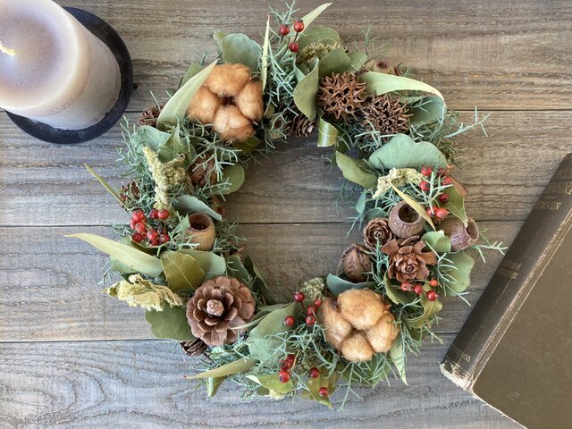 木の実いっぱいリース〜クリスマス20 | iichi 日々の暮らしを