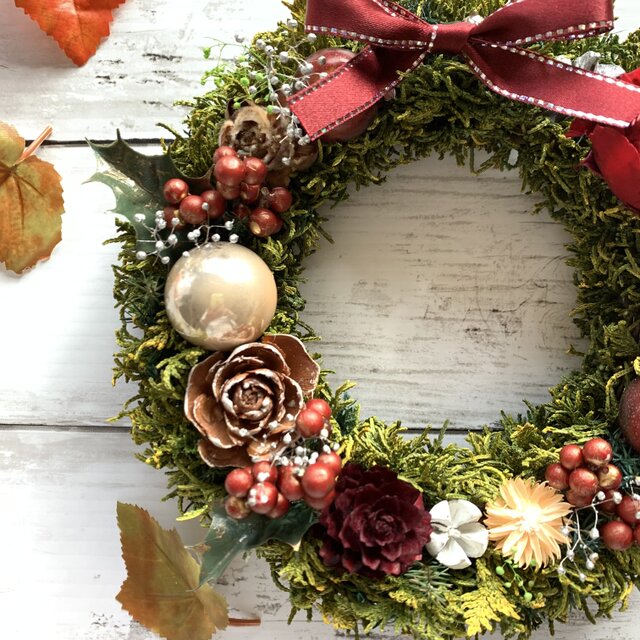 ☆深紅のバラのクリスマスリース☆ ♯クリスマス ♯クリスマス