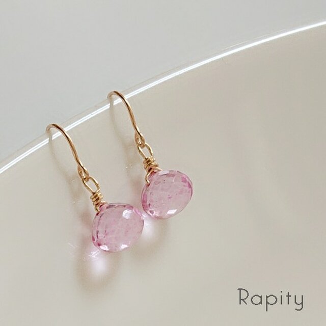 14kgf☆天然石ピンクトパーズ（オニオンカット）ピアス | iichi 日々の