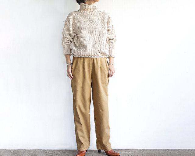 コットンセミワイドパンツ(キャメル)の画像1枚目