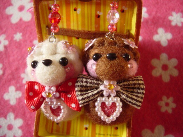 バレンタイン♪チョコ＆ホワイトチョコトイプードルペアストラップ