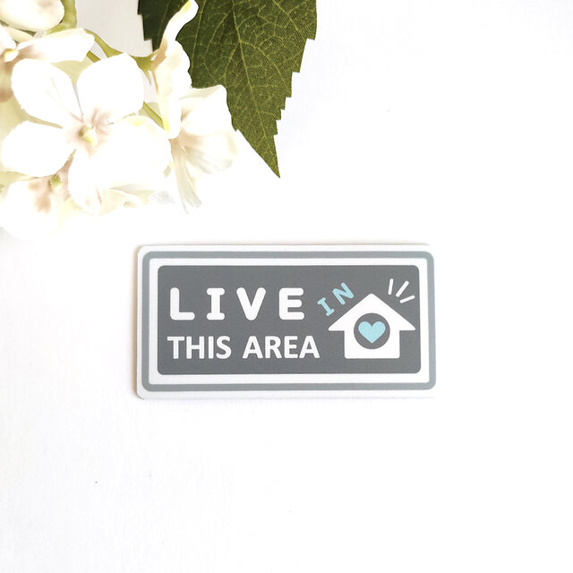 ４.５×９cm【△LIVE 在住 マグネットステッカー/グレー×ブルー】地元 ローカル 近隣住民 県内在住 他県ナンバー