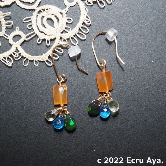 *見送る秋*カーネリアンがメインの秋色ピアス