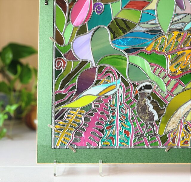 琉球やんばる物語り』アンティーク調ゴールド額グラスアート