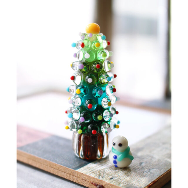年末年始特別SALE＊ガラスのクリスマスツリー＆雪だるま | iichi