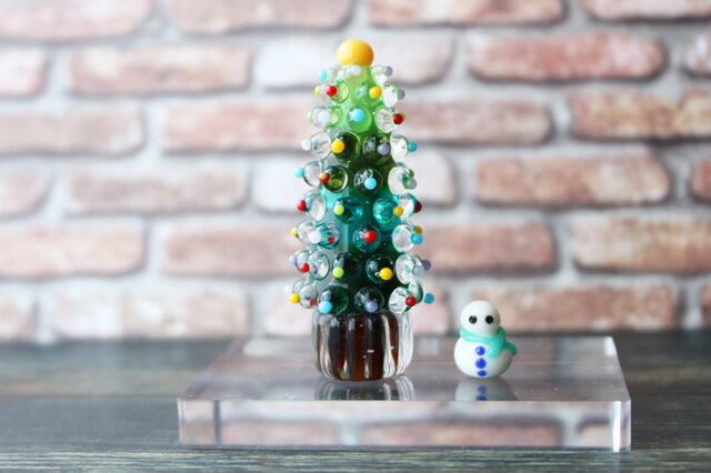 ガラスのクリスマスツリー＆雪だるま ミニチュアツリー | iichi 日々の