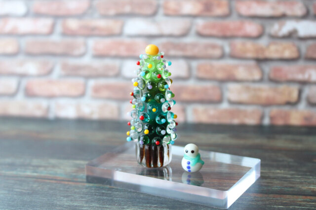 期間限定セール＊ガラスのクリスマスツリー＆雪だるま ミニチュア