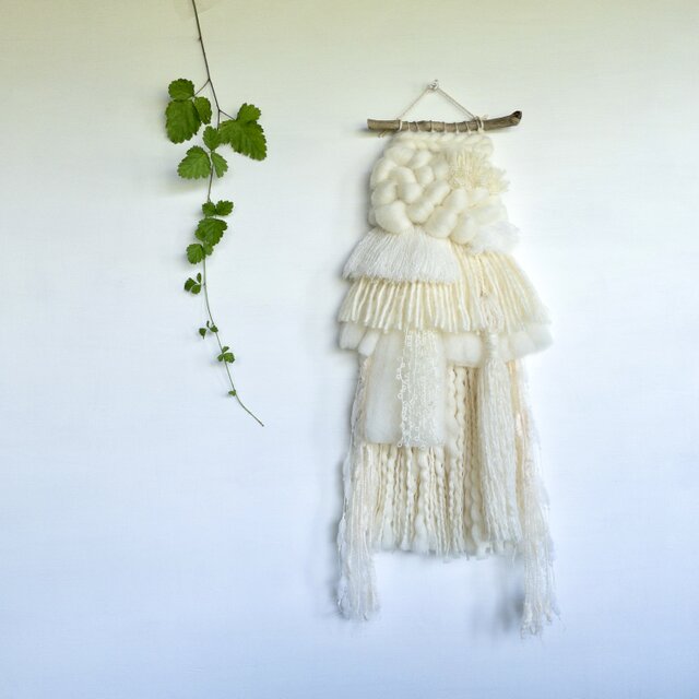 オーダー制作　ウィービングタペストリー マクラメ 羊毛 北欧  流木 手織