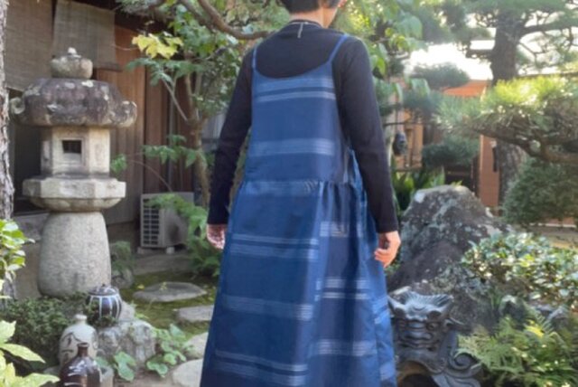 ❀着物リメイク❀大島紬　大人可愛いキャミソールワンピース ❀着物リメイク ハンドメイド❀4種大島紬 大人可愛い