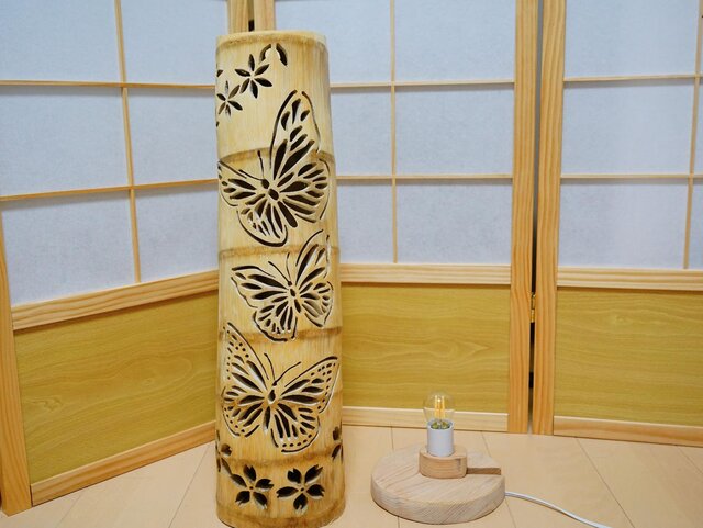 竹灯り・竹あかり・竹灯籠・竹灯篭・竹ランプ ～～ 癒しの灯り☆蝶灯り