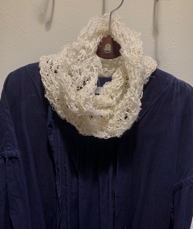 きびそ（生皮苧）手編みスヌード（素材糸　純国産　群馬県産）B級ランク3000デニール