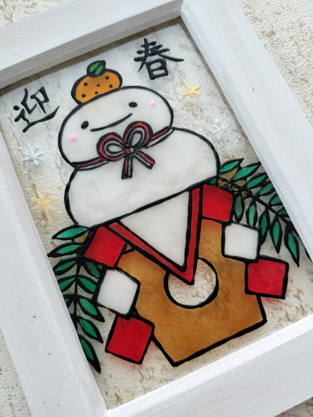 送料無料*ステンドグラス風*鏡餅・お正月飾り・ハンドメイド♪ | iichi