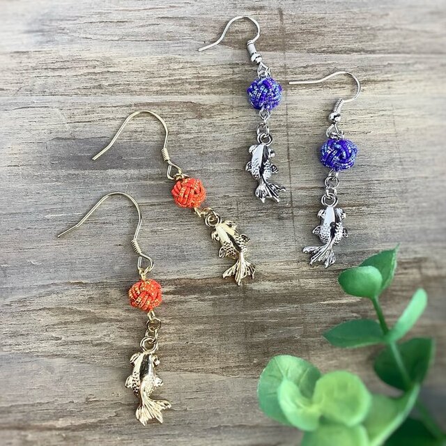 シルバー 水引 ピアス ハンドメイド