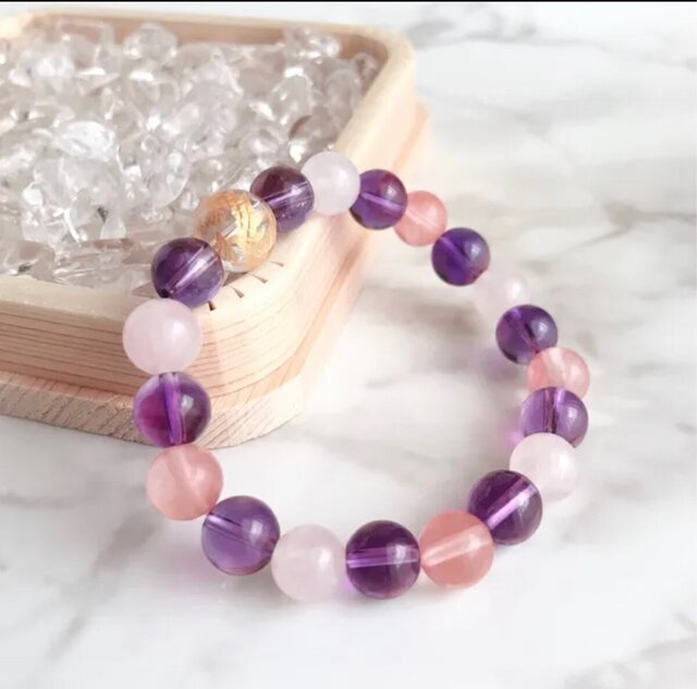 金龍彫刻・運気上昇・恋愛運アップ 水晶 アメジスト ローズクォーツ