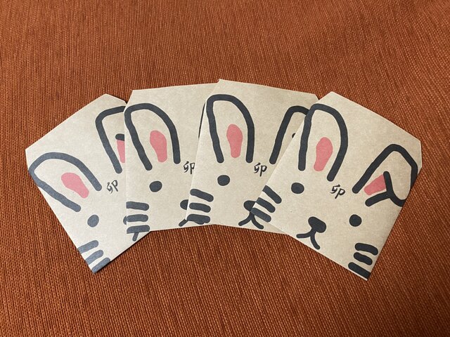 ポチ袋2023年卯年！卯フェイス9×9お札二つ折りお正月お年玉袋4