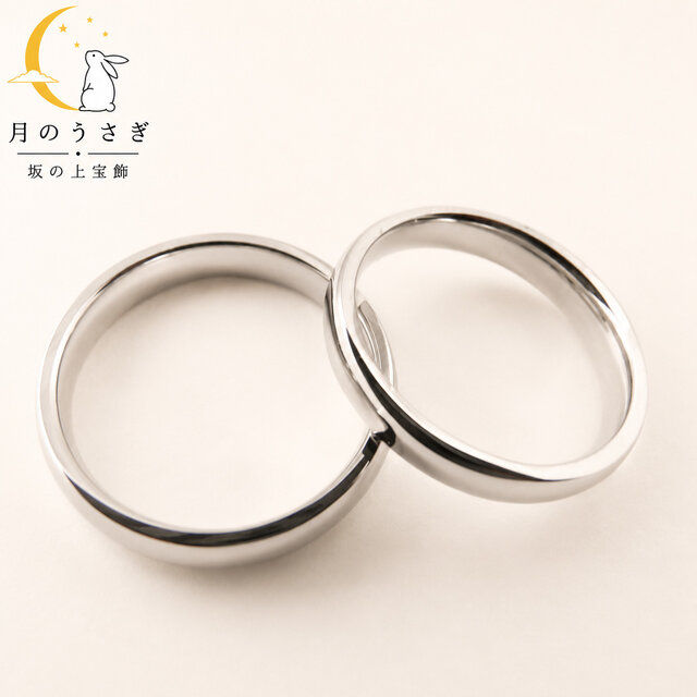月のうさぎ ペアリング 2本セット 幅3.4mm チタン | iichi 日々の