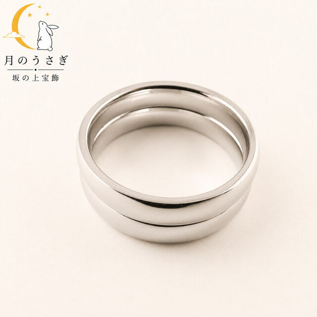 月のうさぎ ペアリング 2本セット 幅3.4mm チタン | iichi 日々の