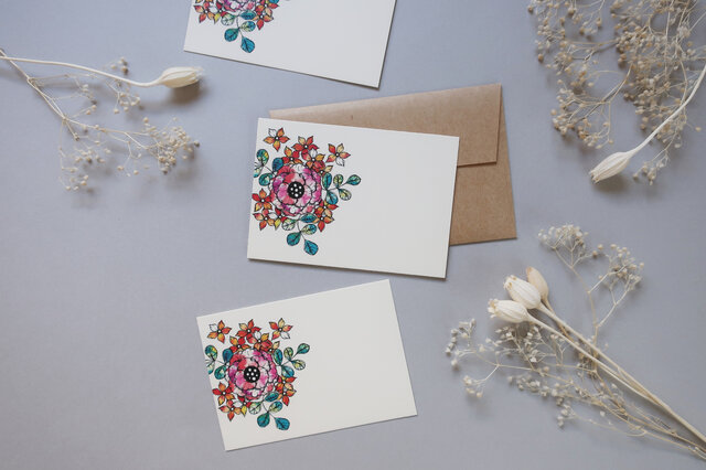 フォロワー様限定788円♡8セット　ハンドメイドメッセージカード＆封筒 ミニメッセージカード 8枚セット（封筒付き）【花模様】02