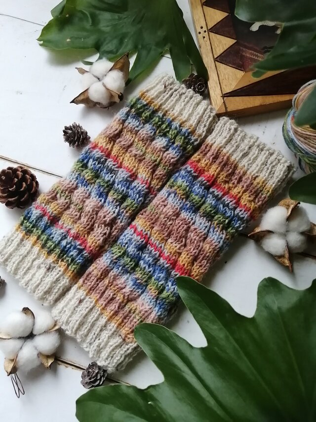 【Ｓ】ゴッホの寝室〜オパール毛糸の短いレッグウォーマー