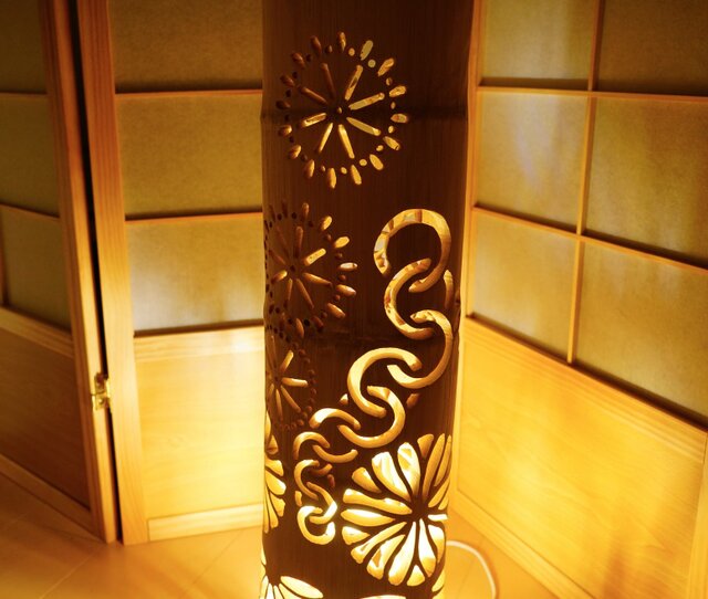 竹灯り・竹あかり・竹灯籠・竹灯篭・竹ランプ 繊細・両面彫り～～ 癒し