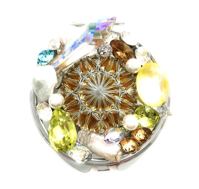 東京切子コンパクトミラー ひまわり Jewelry Box アンバー