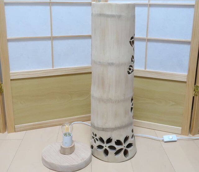 竹灯り・竹あかり・竹灯籠・竹灯篭・竹ランプ 繊細・両面彫り～～ 癒し