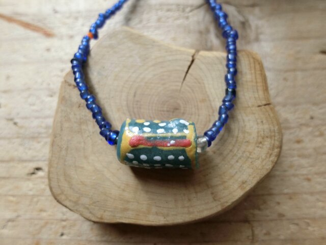 happy price＊Africanなネックレス@アフリカの再生ビーズのとんぼ玉＋