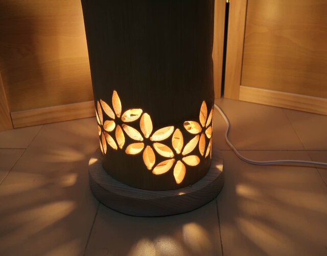 竹灯り・竹あかり・竹灯籠 繊細・両面彫り～～ 癒しの灯り☆隙光