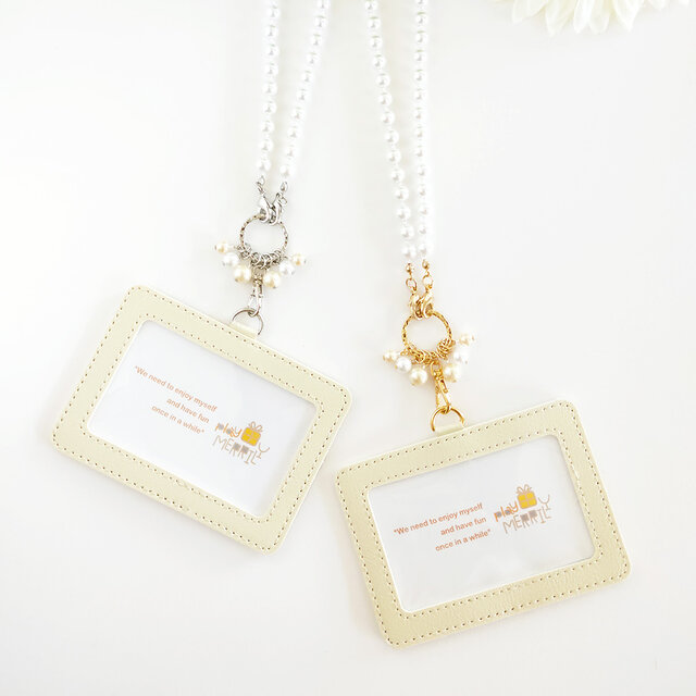 パールネックレスとしても..【2way＊IDパスホルダー＆パスケース