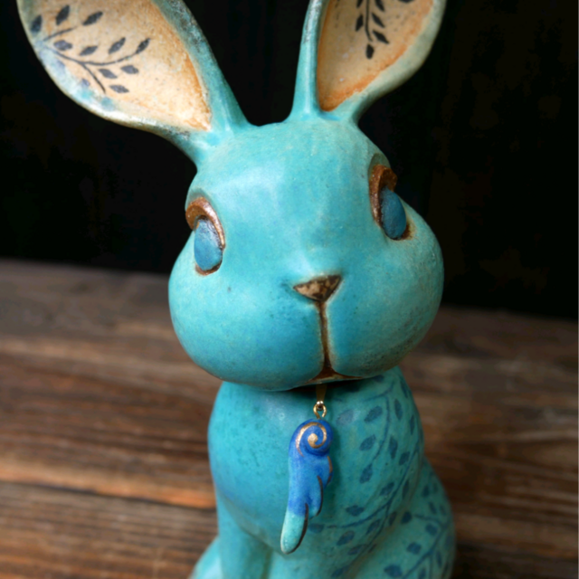 * vintage ornament ❀  青色のウサギさん*✳